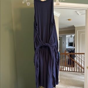 Casual Blue Sleeveless Scoop Neck Romper